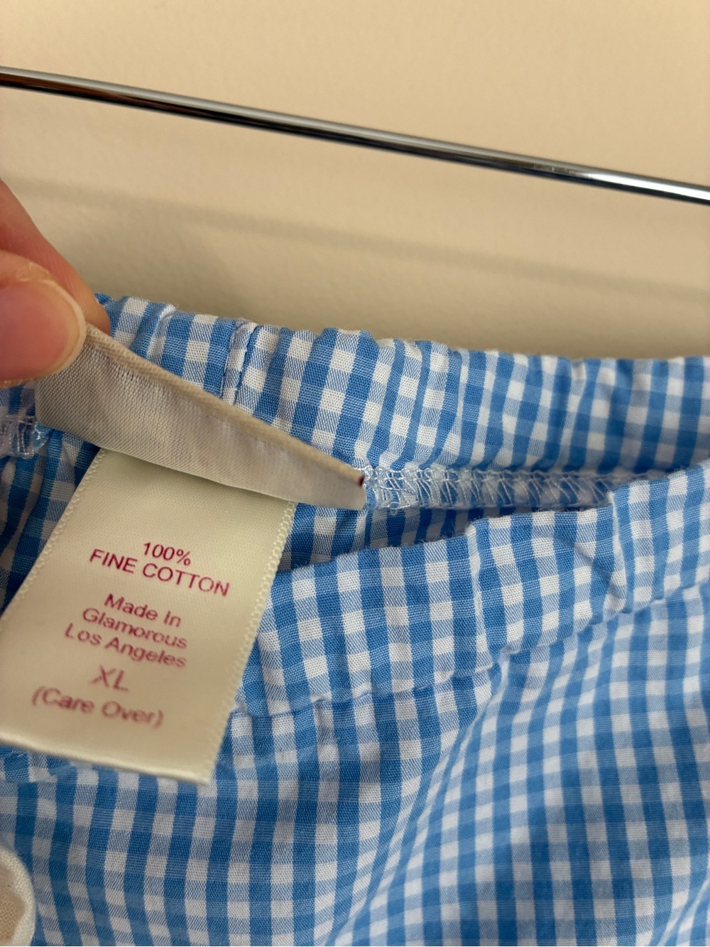 BedHead Light Blue Gingham Drawstring Shorts - Picture 4 of 5